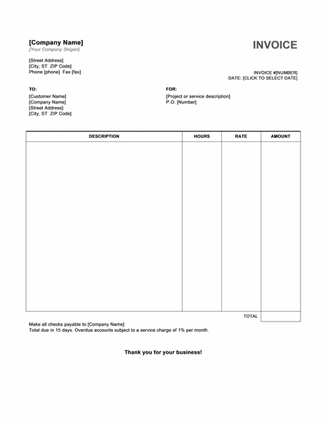 sample of invoice word format Template