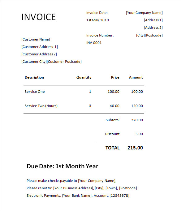 invoice template word free download
