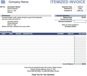 what does itemized invoice mean