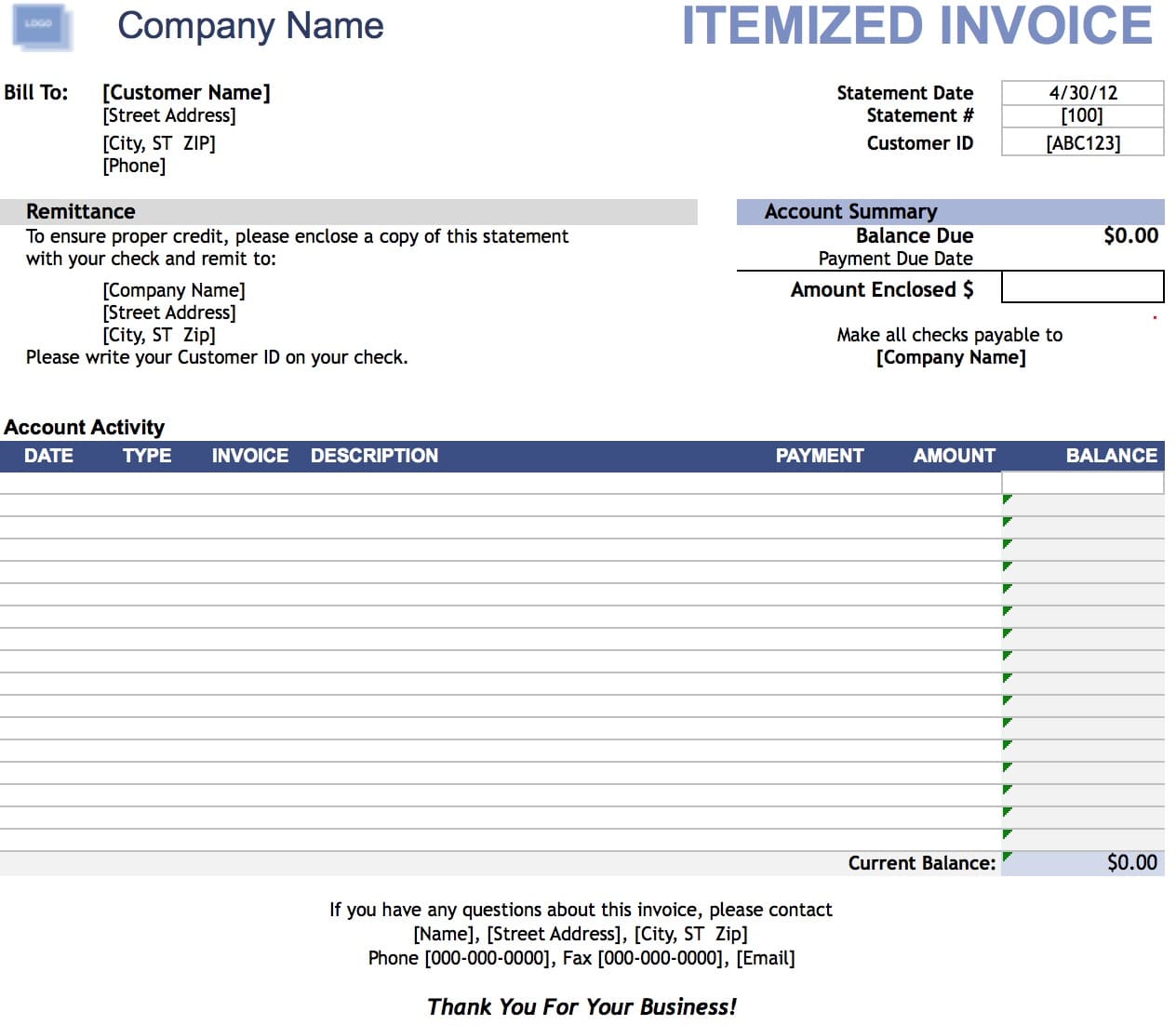 Free Itemized Invoice Template | Excel | PDF | Word (.doc) Free Itemized Invoice Template | Excel | PDF | Word (.doc)