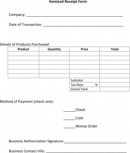 itemized invoice receipt template