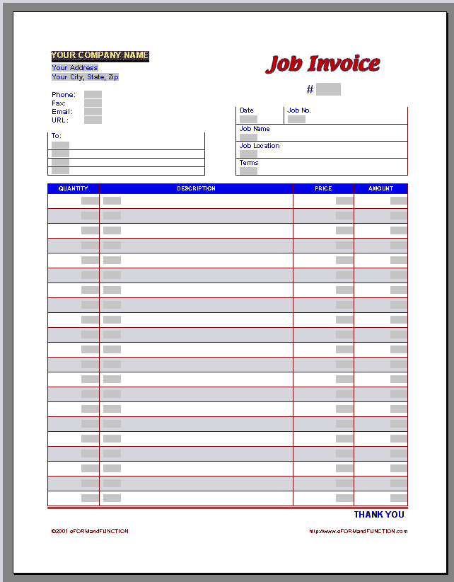 Job Invoice Template | printable invoice template