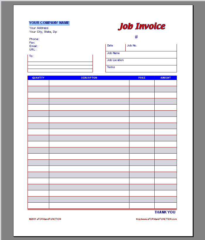 Job Invoice Template | invoice example