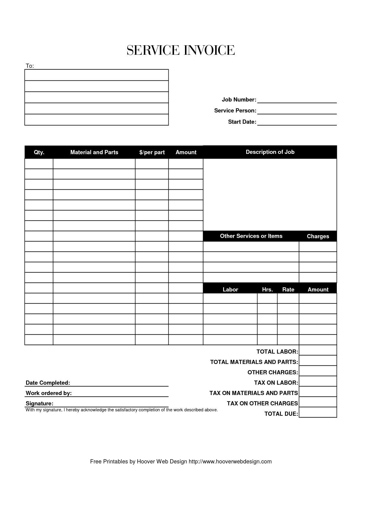 Job Invoice Template Pdf Invoice Example