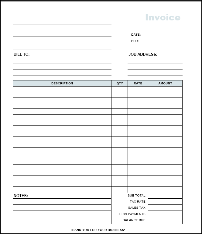 Job Invoice Template Pdf | printable invoice template