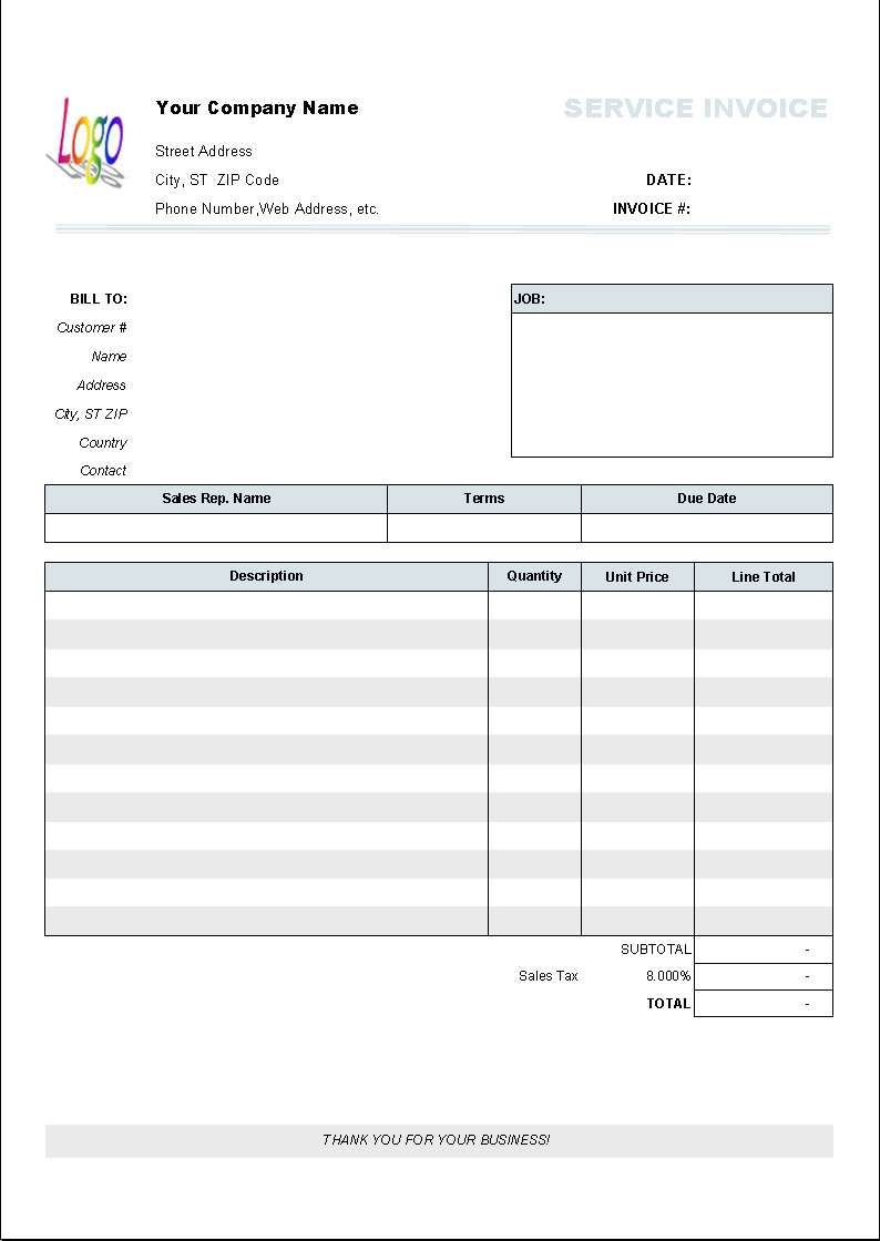 Free Printable Blank Invoice Templates Template Job Word Emp / Hsbcu