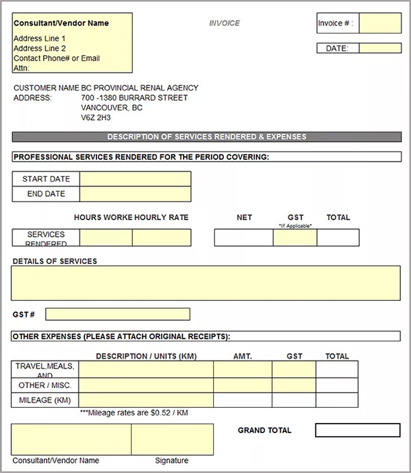 Contractor Invoice Template 6 Printable Contractor Invoices