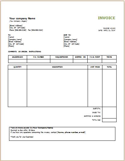 lawn service invoice template