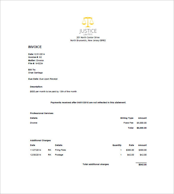 legal invoice template word