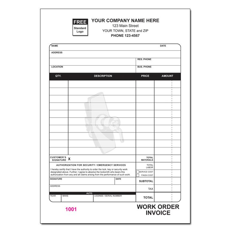 Locksmith Invoice Form Work Order | DesignsnPrint