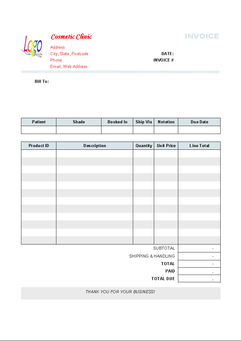 Medical Invoice Template ⋆ Invoice Template