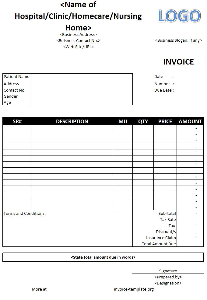 medical invoice template word Template