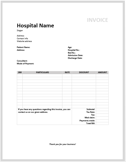 Medical Invoice Template | Free Invoice Templates