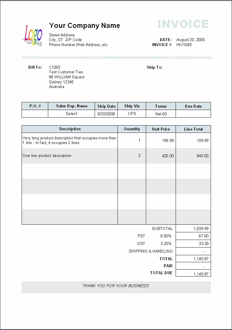 Numbers Invoice Template / Template / Hsbcu