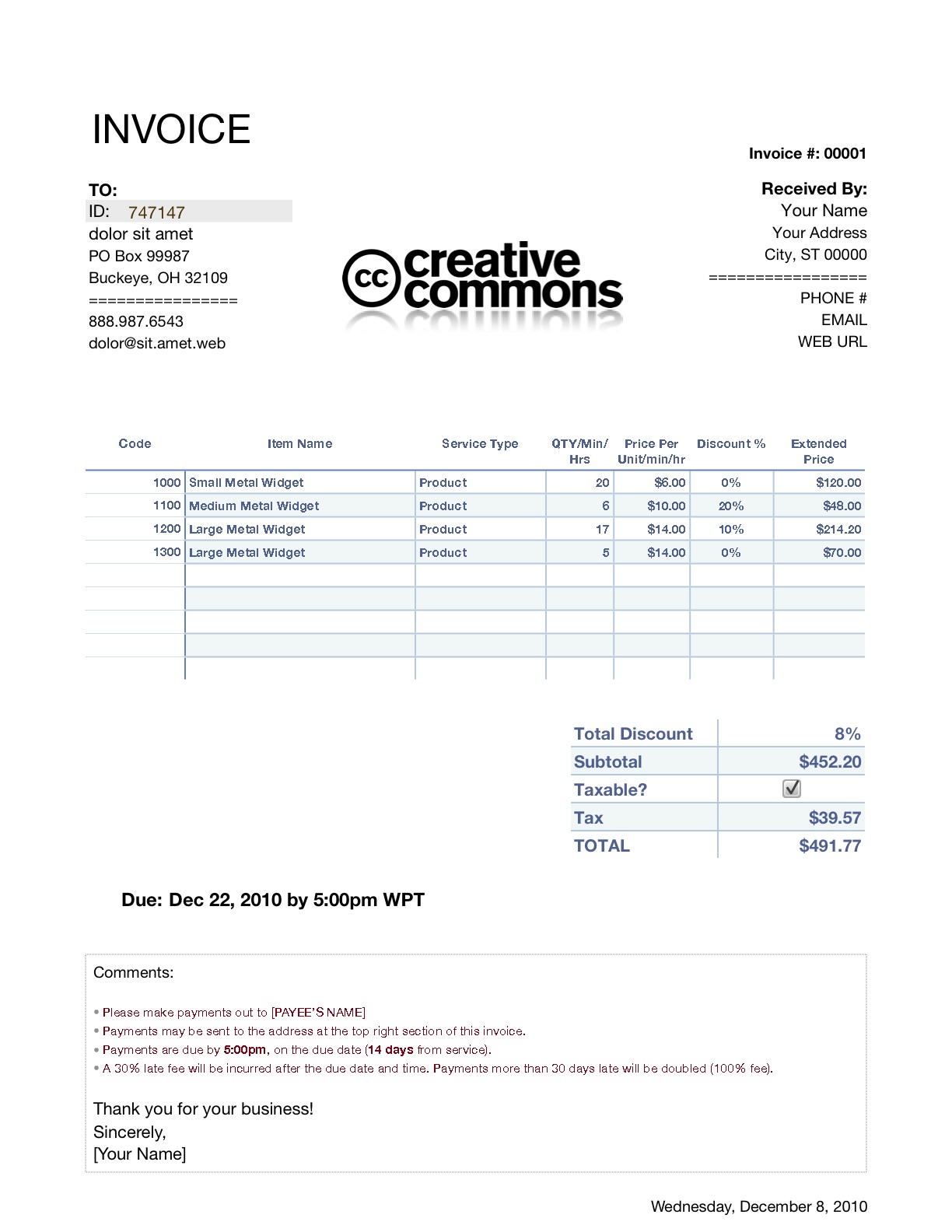 Netherland Sales Invoice Template Numbers Free 