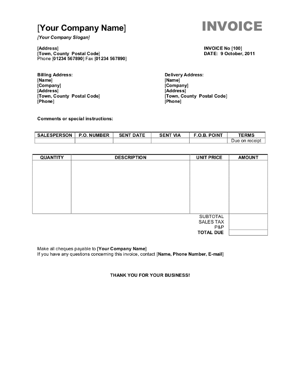 Open Office Invoice Template Free | Free Business Template