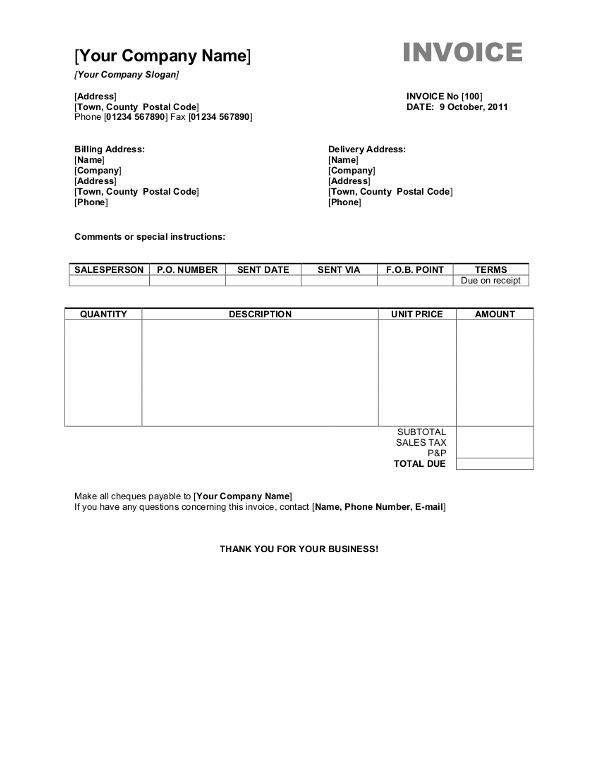 Office Invoice Template Invoice Example