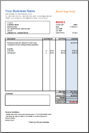 Invoice Template Open Office Free Dhanhatban.info