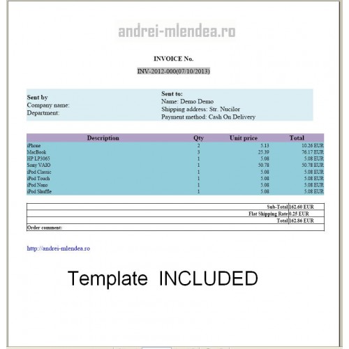 OpenCart Custom invoice template .DOCX