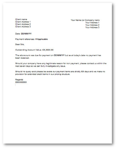 outstanding invoices letter template