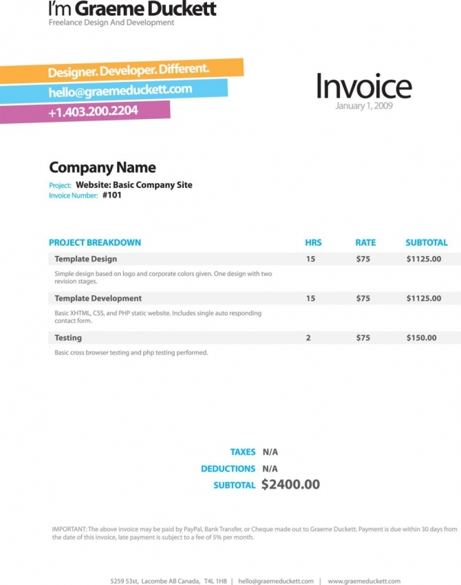 pages invoice template