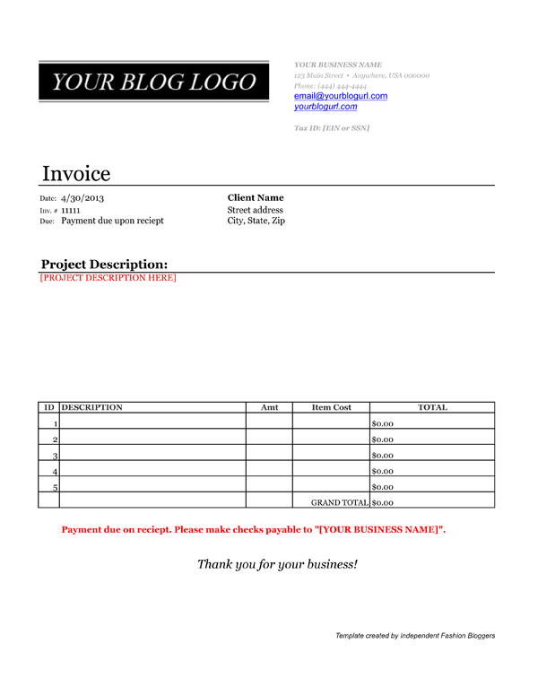 Get Paid: Invoice Template for Your Blogger Services [DOWNLOAD] | IFB
