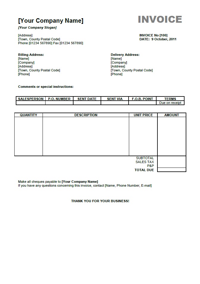 Invoice Template Pdf | printable invoice template