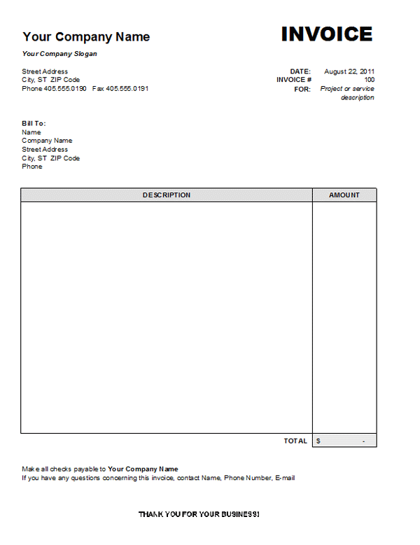 Personal Invoice Template ⋆ Invoice Template