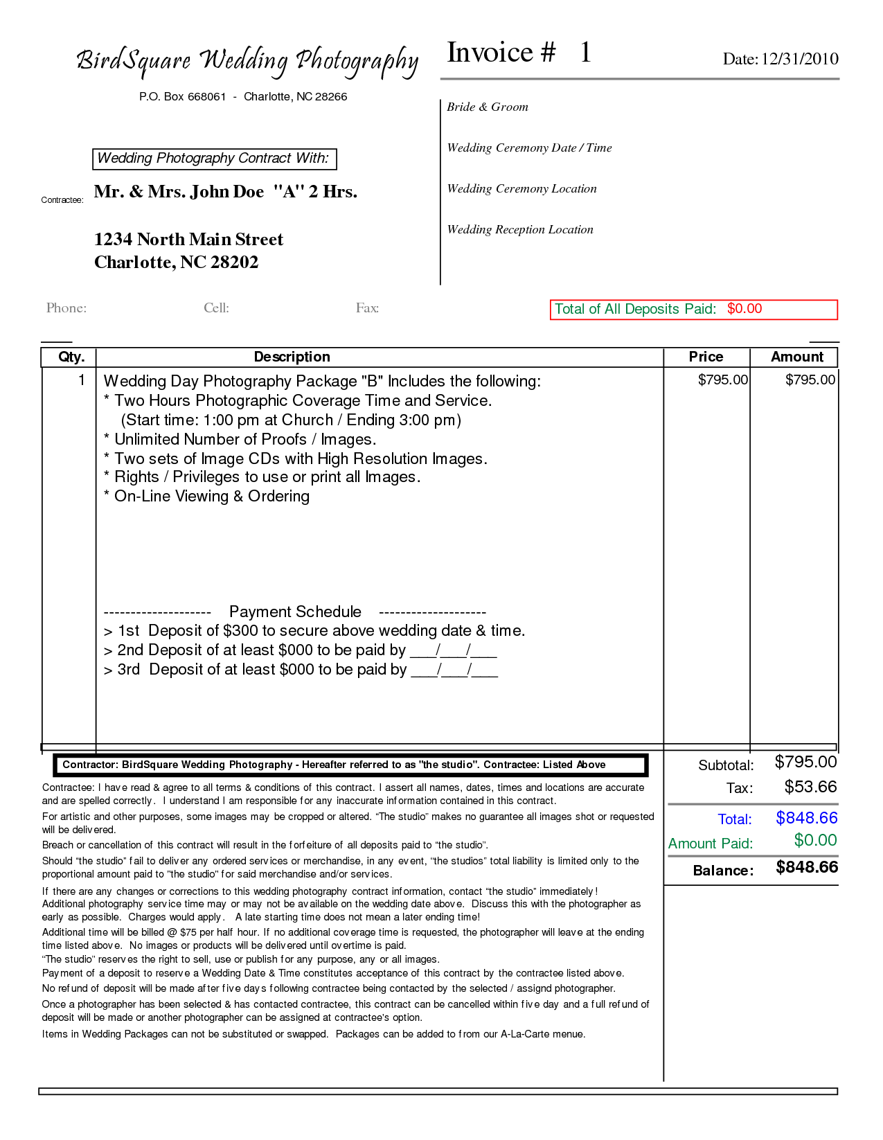 Photography Invoice Template | printable invoice template