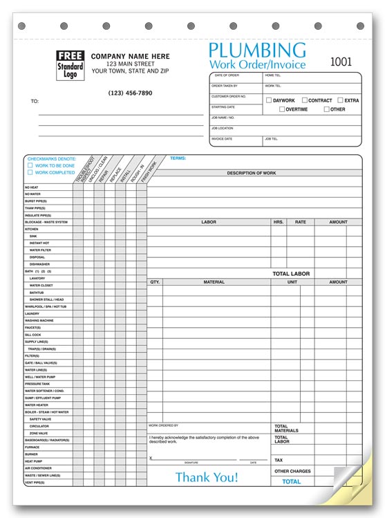 Plumbing Invoice Template invoice example