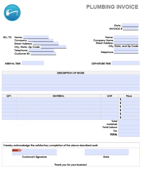 Plumbing Invoice Template Word Invoice Example