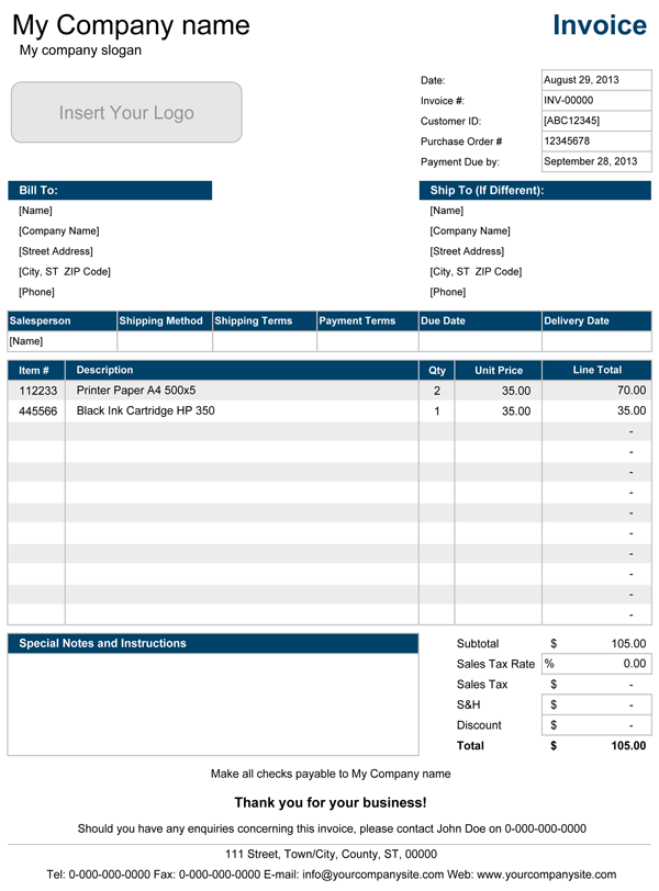 Invoice Template Excel Template Dhanhatban.info Invoice Template Excel Template Dhanhatban.info