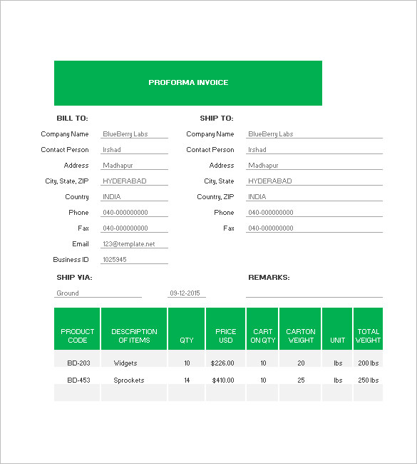 Proforma Invoice Template Free Excel, Word, PDF Documents 