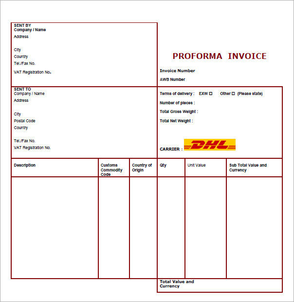 7+ Proforma Invoice Templates Download Free Documents in Word 