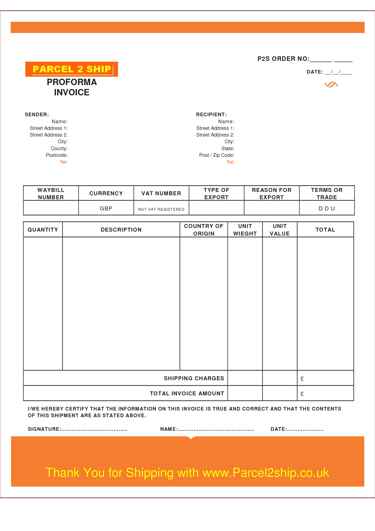 proforma invoice template pdf