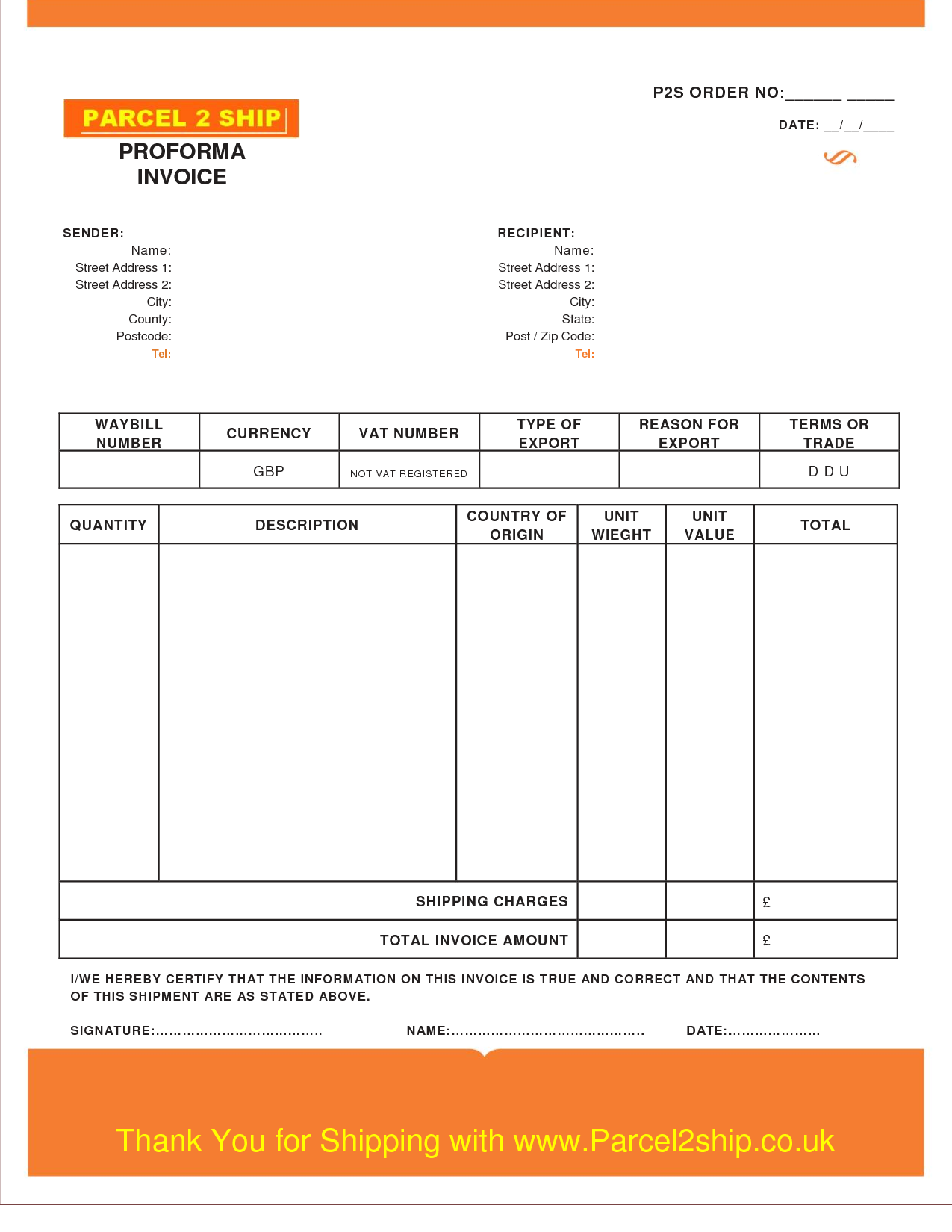 Fedex Proforma Invoice Template