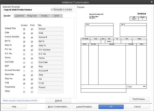 Choose a QuickBooks 2013 Invoice Template to Customize dummies