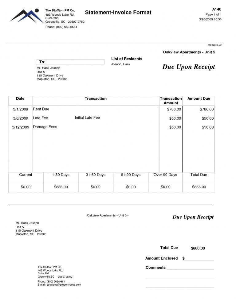 Rent Invoice Template Free Download