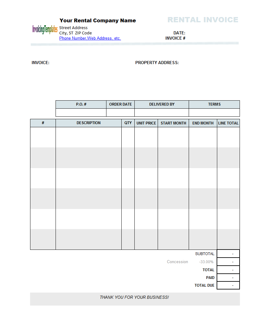 Rental Invoice Template Word Invoice Example