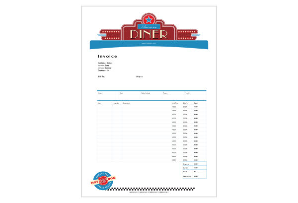 Restaurant Dining Invoice Template | Free Invoice Templates