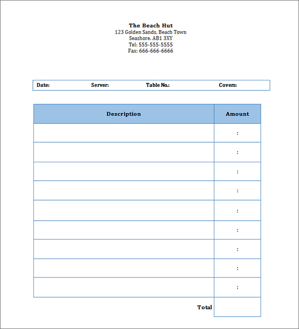 Restaurant Invoice Template Letter Template Business