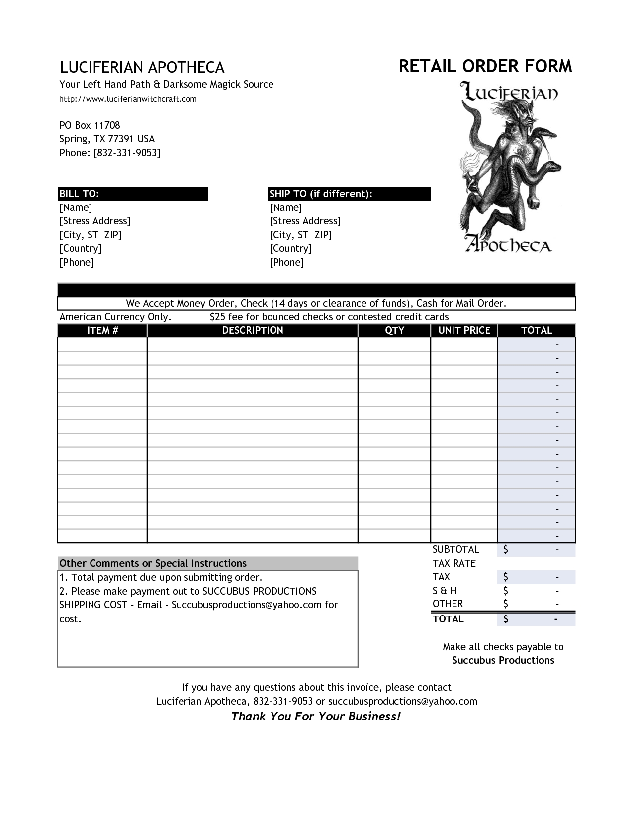 retail invoice template Template