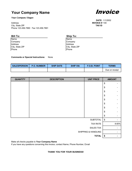 Commercial Sales Invoice Template & Sample Form | Biztree.com