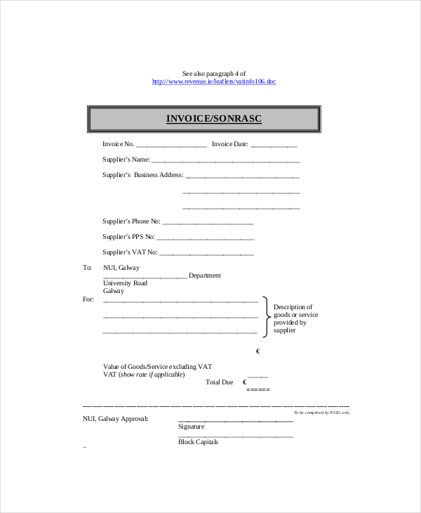 Self Employed Invoice Template 8+ Free Word, Excel, PDF 