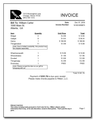 Business Templates Bill Format Sales Invoice Example Simple 