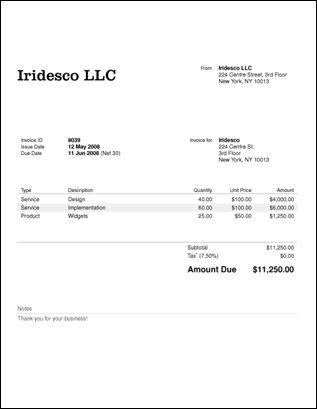 Simple Invoice Format Free ⋆ Invoice Template