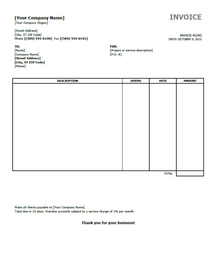 Simple Invoice Form invoice example