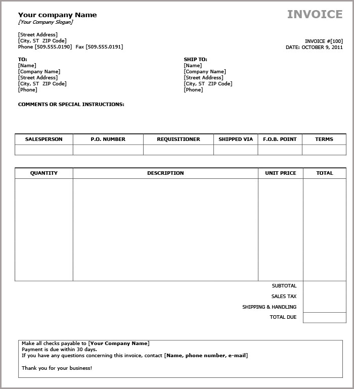 free billing invoice template pdf