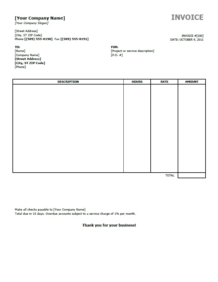 Sample Invoice Template Uk