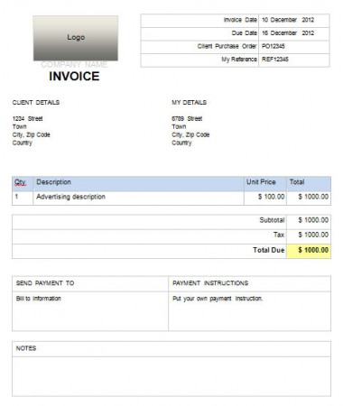 Simple Invoice Template Word | Free Business Template
